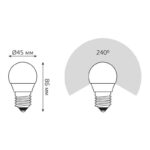 Лампа светодиодная Elementary 12Вт P45 шар 3000К тепл. бел. E27 880лм GAUSS 53212 — изображение 4
