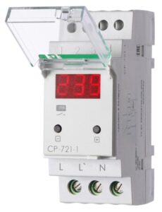 Реле напряжения CP-721-1 (CP-721-63A) (однофазное; цифровая индикация; напряжение питания 50-450В контакт 1NO 63А встроен. таймер регистрация аварий в памяти индикация текущего напряжения) (аналог УЗМ) F&F EA04.009.013