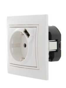 Розетка 1-м СП Mira 16А с заземл. + USB разъем бел. LEZARD 701-0202-181 — изображение 4