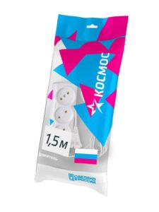 Удлинитель 3х1.5м 6А IP20 ПВС 2х0.75 КОСМОС YKsm1.5m-3g(6A)S — изображение 2