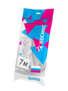 Удлинитель 3х7м 6А IP20 ПВС 2х0.75 КОСМОС YKsm7m-3g(6A)S — изображение 2