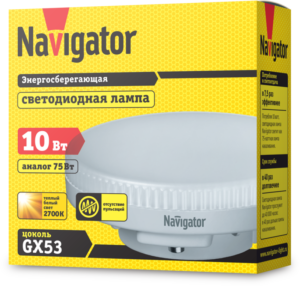 Лампа светодиодная 61 016 NLL-GX53-10-230-2.7K 10Вт матовая 2700К тепл. бел. GX53 750лм 220-240В Navigator 61016 — изображение 3