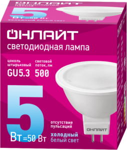 Лампа светодиодная 61 133 OLL-MR16-5-230-6.5K-GU5.3 5Вт 6500К холод. бел. GU5.3 500лм 176-264В ОНЛАЙТ 61133 — изображение 2