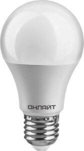 Лампа светодиодная 61 140 OLL-A60-10-230-6.5K-E27 10Вт грушевидная 6500К холод. бел. E27 1000лм 176-264В ОНЛАЙТ 61140