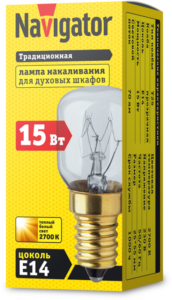 Лампа накаливания 61 207 NI-T25-15-230-E14-CL (для духовых шкафов) Navigator 61207 — изображение 2