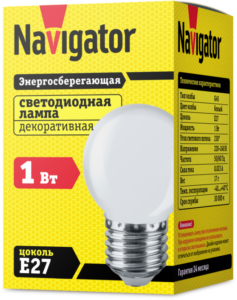 Лампа светодиодная 61 243 NLL-G45-1-230-W-E27 1Вт шар матовая E27 176-264В Navigator 61243 — изображение 3