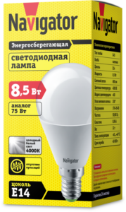 Лампа светодиодная 61 334 NLL-G45-8.5-230-4K-E14 8.5Вт шар матовая 4000К нейтр. бел. E14 680лм 176-264В Navigator 61334 — изображение 3
