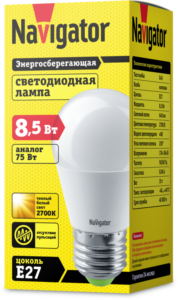 Лампа светодиодная 61 336 NLL-G45-8.5-230-2.7K-E27 8.5Вт шар матовая 2700К тепл. бел. E27 640лм 176-264В Navigator 61336 — изображение 3