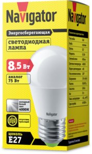 Лампа светодиодная 61 337 NLL-G45-8.5-230-4K-E27 8.5Вт шар матовая 4000К нейтр. бел. E27 680лм 176-264В Navigator 61337 — изображение 3