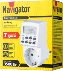 Таймер 61 555 NTR-E-S01-WH розет. электрон. Navigator 61555 — изображение 2