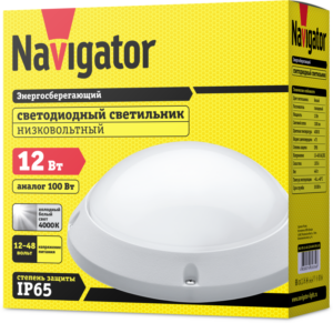 Светильник светодиодный 61 634 NBL-PR1-12-4K-12/48-WH-IP65-LED 12Вт 4000К IP65 1100лм ЖКХ низковольтный круг бел. (аналог НПП) Navigator 61634 — изображение 4