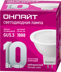 Лампа светодиодная 61 890 OLL-MR16-10-230-4K-GU5.3 10Вт 4000К нейтр. бел. GU5.3 1000лм 176-264В ОНЛАЙТ 61890 — изображение 2