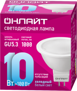 Лампа светодиодная 61 891 OLL-MR16-10-230-6.5K-GU5.3 10Вт 6500К холод. бел. GU5.3 1000лм 176-264В ОНЛАЙТ 61891 — изображение 2