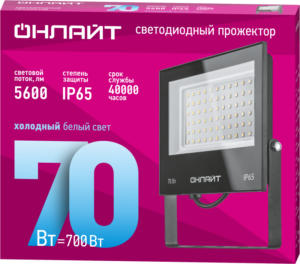 Прожектор светодиодный 61 950 OFL-70-6K-BL-IP65-LED 70Вт 6000К IP65 5600лм черн. ОНЛАЙТ 61950 — изображение 2