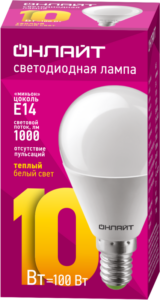Лампа светодиодная 61 965 OLL-G45-10-230-2.7K-E14 10Вт шар 2700К тепл. бел. E14 1000лм 176-264В ОНЛАЙТ 61965 — изображение 2