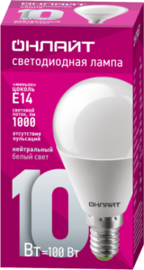 Лампа светодиодная 61 966 OLL-G45-10-230-4K-E14 10Вт шар 4000К нейтр. бел. E14 1000лм 176-264В ОНЛАЙТ 61966 — изображение 2
