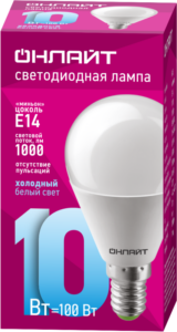 Лампа светодиодная 61 967 OLL-G45-10-230-6.5K-E14 10Вт шар 6500К холод. бел. E14 1000лм 176-264В ОНЛАЙТ 61967 — изображение 2