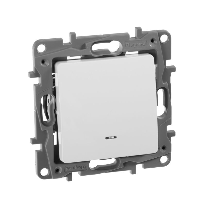672215_1.jpeg Переключатель 1-кл. СП Etika Plus 10А IP20 250В 10AX с подсветкой безвинтов. зажимы механизм бел. IEK 672215 — изображение 1