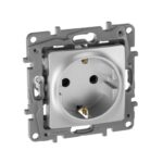 Розетка 1-м СП Etika 16А IP31 250В 2P+E с заземл. защ. шторки немецк. стандарт винтов. клеммы механизм алюм. IEK 672422