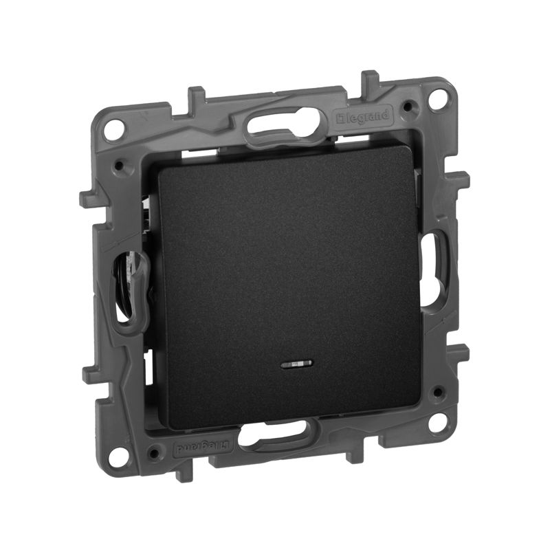 672615_1.jpeg Переключатель 1-кл. СП Etika Plus 10А IP20 250В 10AX с подсветкой безвинтов. зажимы механизм антрацит IEK 672615 — изображение 1