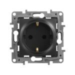 Розетка 1-м СП Etika 16А IP31 250В 2P+E с заземл. защ. шторки немецк. стандарт винтов. клеммы механизм антрацит IEK 672622 — изображение 3