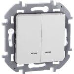Выключатель 2-кл. Inspiria 10А IP20 250В 10AX с подсветкой/индикацией механизм бел. IEK 673630