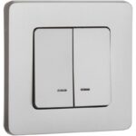 Выключатель 2-кл. Inspiria 10А IP20 250В 10AX с подсветкой/индикацией механизм алюм. IEK 673632