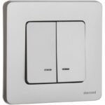 Выключатель 2-кл. Inspiria 10А IP20 250В 10AX с подсветкой/индикацией механизм алюм. IEK 673632 — изображение 2
