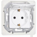 Розетка 1-м СП Inspiria 16А IP44 250В 2P+E защ. шторки с крышкой немецк. стандарт механизм бел. IEK 673740