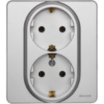 Розетка Inspiria 16А 250В 2х2P+E немецк. стандарт алюм. IEK 673752 — изображение 2