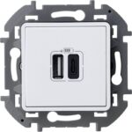 Устройство зарядное Inspiria с 2-мя USB разьемами A и C 240В/5В 3000мА бел. IEK 673760