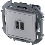 Устройство зарядное Inspiria с 2-мя USB разьемами A и C 240В/5В 3000мА алюм. IEK 673762 — изображение 3