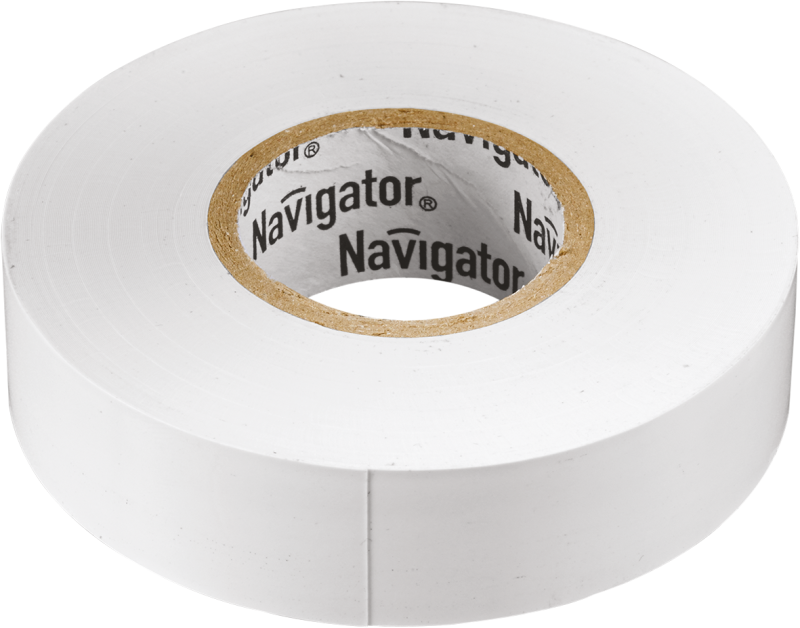 71109_1.png Изолента ПВХ 19мм (рул.20м) бел. NIT-A19-20/WH Navigator 71109 — изображение 1