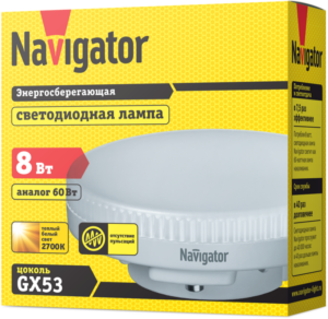 Лампа светодиодная 71 362 NLL-GX53-8-230-2.7K 8Вт таблетка 2700К тепл. бел. GX53 600лм 220-240В Navigator 71362 — изображение 3