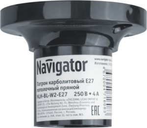 Патрон потолочный E27 71 608 NLH-BL-W2-E27 прямой карболит. черн. Navigator 71608 — изображение 2