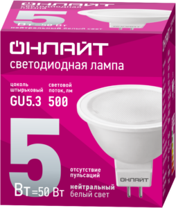 Лампа светодиодная 71 638 OLL-MR16-5-230-4K-GU5.3 5Вт 4000К нейтр. бел. GU5.3 500лм 176-264В ОНЛАЙТ 71638 — изображение 2