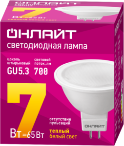 Лампа светодиодная 71 640 OLL-MR16-7-230-3K-GU5.3 7Вт 3000К тепл. бел. GU5.3 700лм 176-264В ОНЛАЙТ 71640 — изображение 2