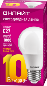 Лампа светодиодная 71 649 OLL-A60-10-230-2.7K-E27 10Вт грушевидная 2700К тепл. бел. E27 1000лм 176-264В ОНЛАЙТ 71649 — изображение 2