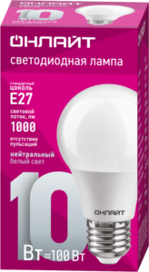 Лампа светодиодная 71 650 OLL-A60-10-230-4K-E27 10Вт грушевидная 4000К нейтр. бел. E27 1000лм 176-264В ОНЛАЙТ 71650 — изображение 2