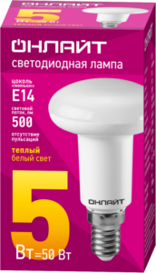 Лампа светодиодная 71 651 OLL-R50-5-230-2.7K-E14 5Вт 2700К тепл. бел. E14 500лм 176-264В ОНЛАЙТ 71651 — изображение 2