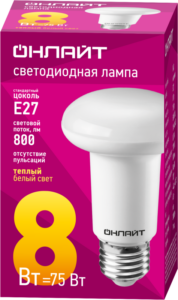 Лампа светодиодная 71 653 OLL-R63-8-230-2.7K-E27 8Вт 2700К тепл. бел. E27 800лм 176-264В ОНЛАЙТ 71653 — изображение 2