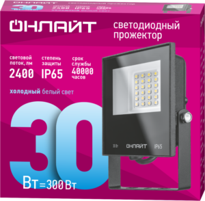 Прожектор светодиодный 71 658 OFL-30-6K-BL-IP65-LED 30Вт 6000К IP65 2400лм черн. ОНЛАЙТ 71658 — изображение 2