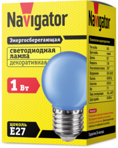 Лампа светодиодная 71 829 NLL-G45-1-230-B-E27 1Вт шар E27 176-264В син. Navigator 71829 — изображение 2