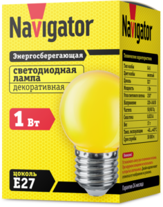 Лампа светодиодная 71 830 NLL-G45-1-230-Y-E27 1Вт шар E27 176-264В Navigator 71830 — изображение 3