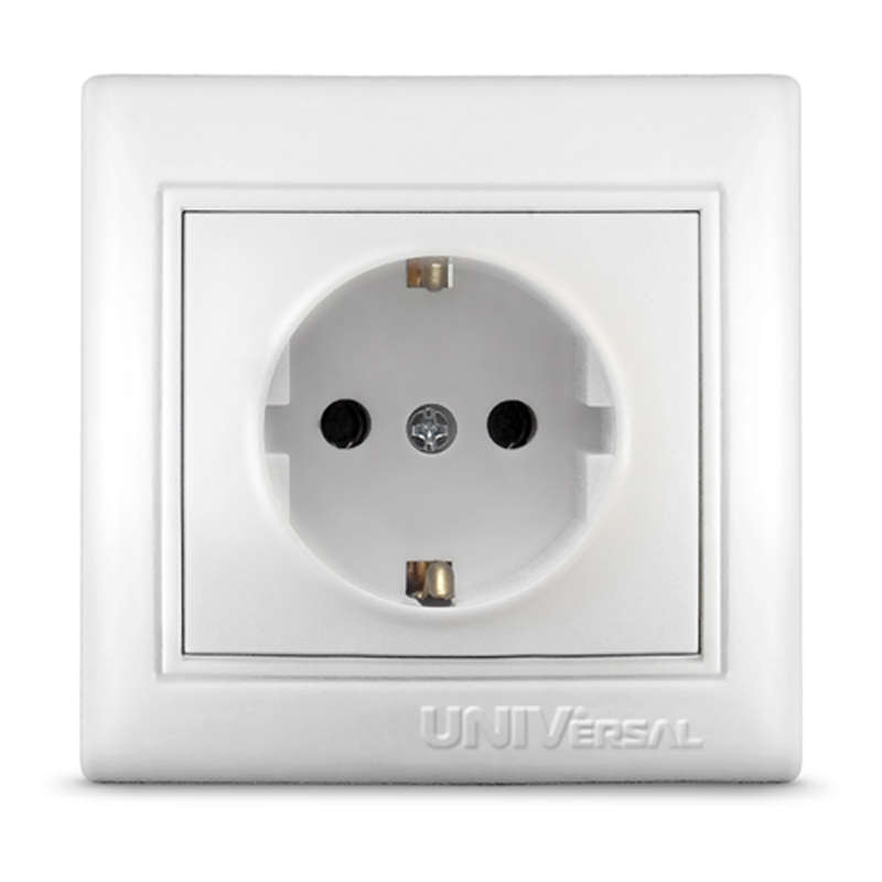 75162.jpg Розетка 1-м СП Севиль 16А IP20 с заземл. бел. UNIVersal С0028 — изображение 1