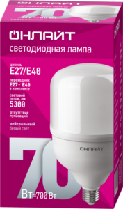 Лампа светодиодная высокомощная 82 906 OLL-T140-70-230-840-E27E40 70Вт 4000К нейтр. бел. E27/E40 5300лм 176-264В ОНЛАЙТ 82906 — изображение 2