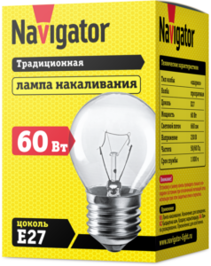 Лампа накаливания 94 312 NI-C-60-230-E27-CL (КНР) Navigator 94312 — изображение 2
