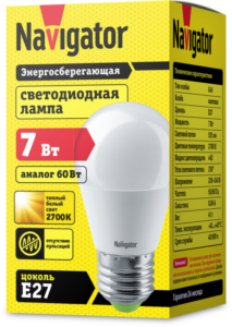 Лампа светодиодная 94 467 NLL-G45-7-230-2.7K-E27 7Вт шар 2700К тепл. бел. E27 500лм 220-240В Navigator 94467 — изображение 3