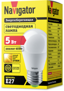 Лампа светодиодная 94 477 NLL-P-G45-5-230-2.7K-E27 5Вт шар 2700К тепл. бел. E27 330лм 176-264В Navigator 94477 — изображение 3