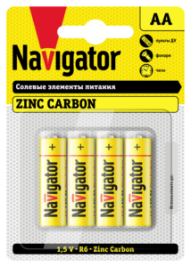 Элемент питания солевой AA/R6 94 758 NBT-NS-R6-BP4 (блист.4шт) Navigator 94758 — изображение 2